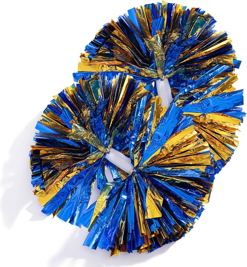 Anderson's Metallic Blue & Gold Foil Baton School Spirit Shakers, Cheerleader Pom Poms, Football, Basketball, Homecoming Squad, Team, Party, Dance, Club, Performance, Fan Celebration Pack of 2 - Image 2